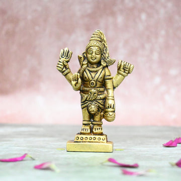 ఇత్తడి శివ విగ్రహం చిన్న సైజు (3 అంగుళాలు) గృహాలంకరణ కారు డాష్బోర్డ్ ఆఫీస్ డెస్క్ పూజ బహుమతి కోసం నిలబడి ఉన్న శివుని విగ్రహం