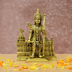 Ram Lalla Idol with Ram Mandir Ayodhya Model Lord Ram Murti for Puja Home Decor Statue