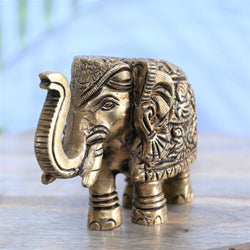 Brass elephants idol pair elephant statue for home decor living room statue hatha joda small size