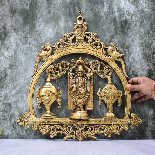 Brass Balaji Wall Hanging Plate for Home Decor big size (16 Inch) Lord Tirupati Venkateshwara Swamy House Entrance Pooja room