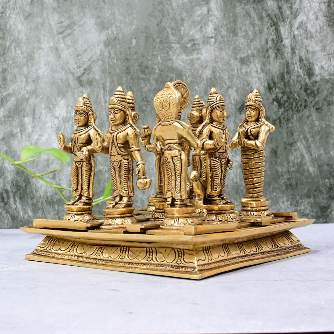 Navagraha brass idols set (6.6 Kg) Navagrah idols set made in brass with base