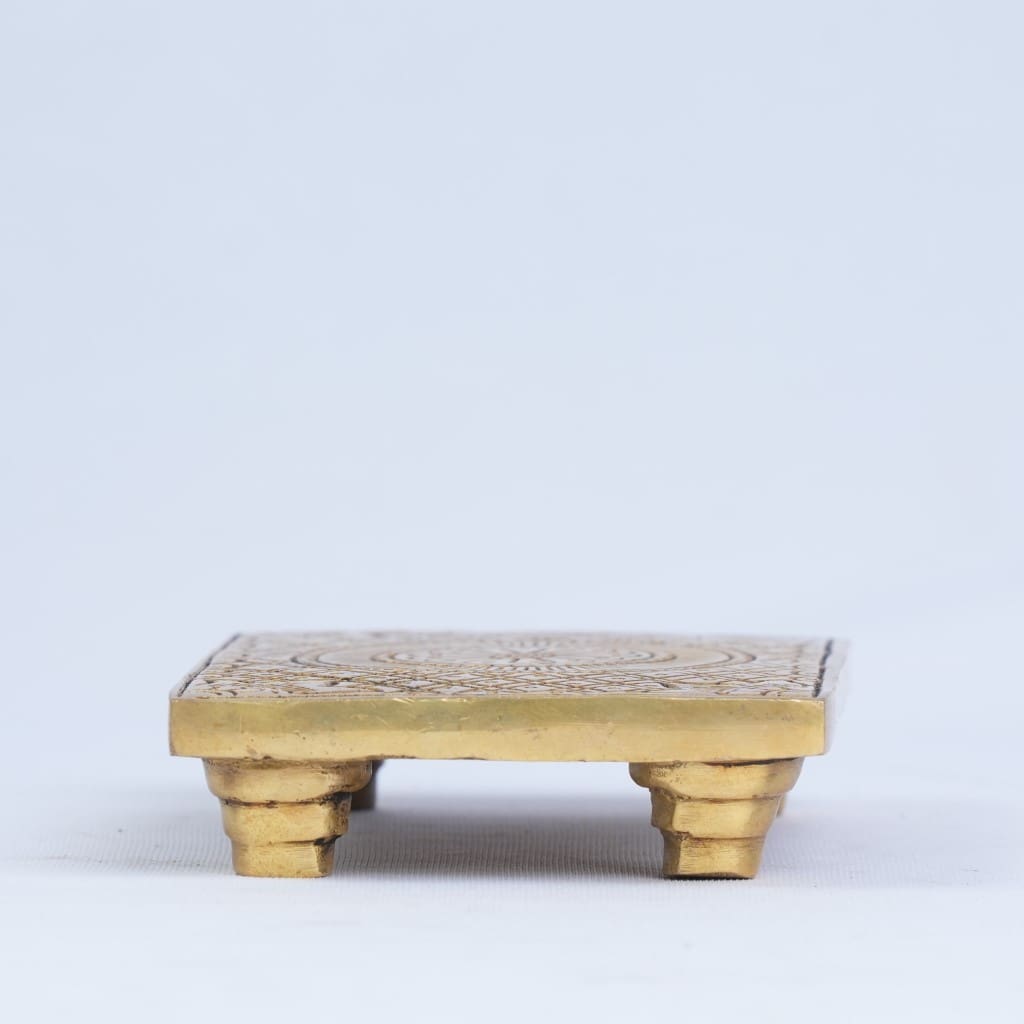 Chowki for pooja (3Inch x 5 Inch) Brass chowki stool for puja mandir home temple