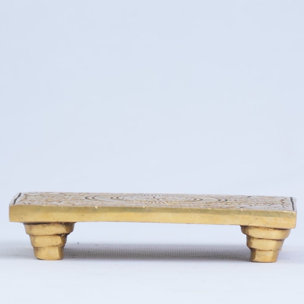 Chowki for pooja (3Inch x 5 Inch) Brass chowki stool for puja mandir home temple
