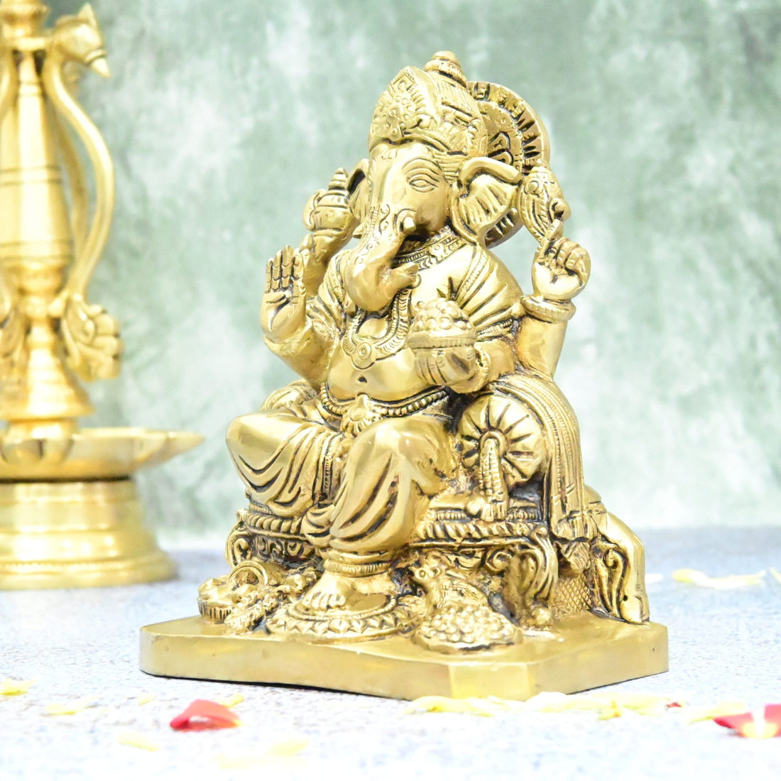 Ganesh idol for home big size (6 Inch) Brass ganesha Idol home decor pooja room