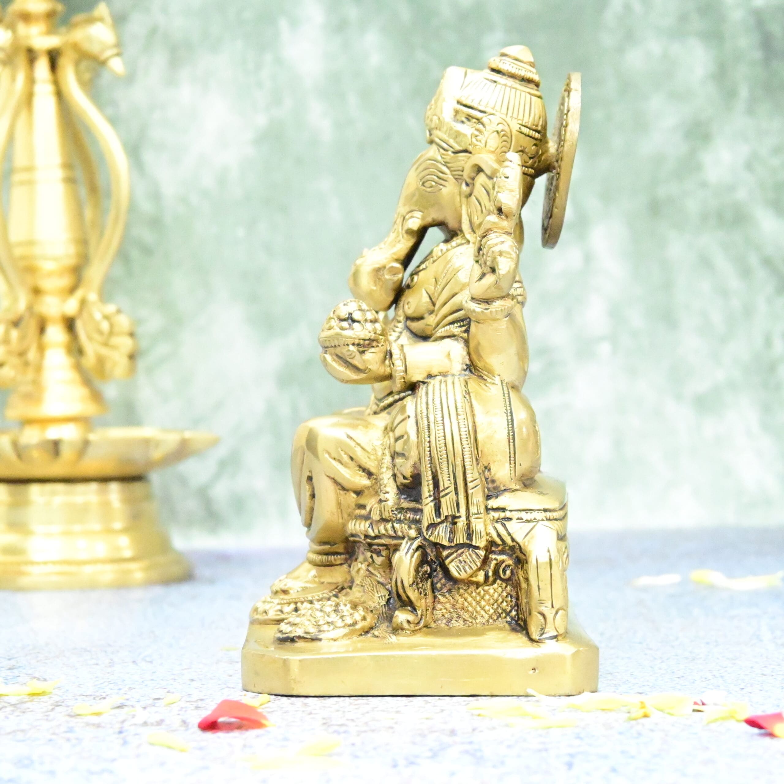 Ganesh idol for home big size (6 Inch) Brass ganesha Idol home decor pooja room
