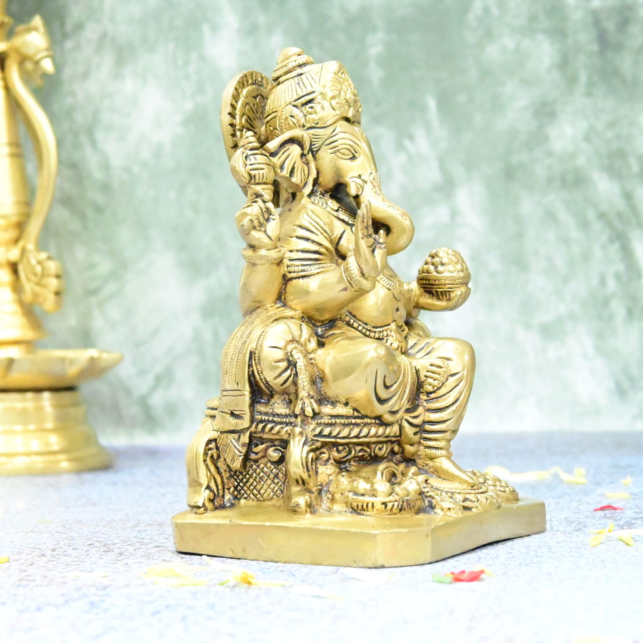 Ganesh idol for home big size (6 Inch) Brass ganesha Idol home decor pooja room