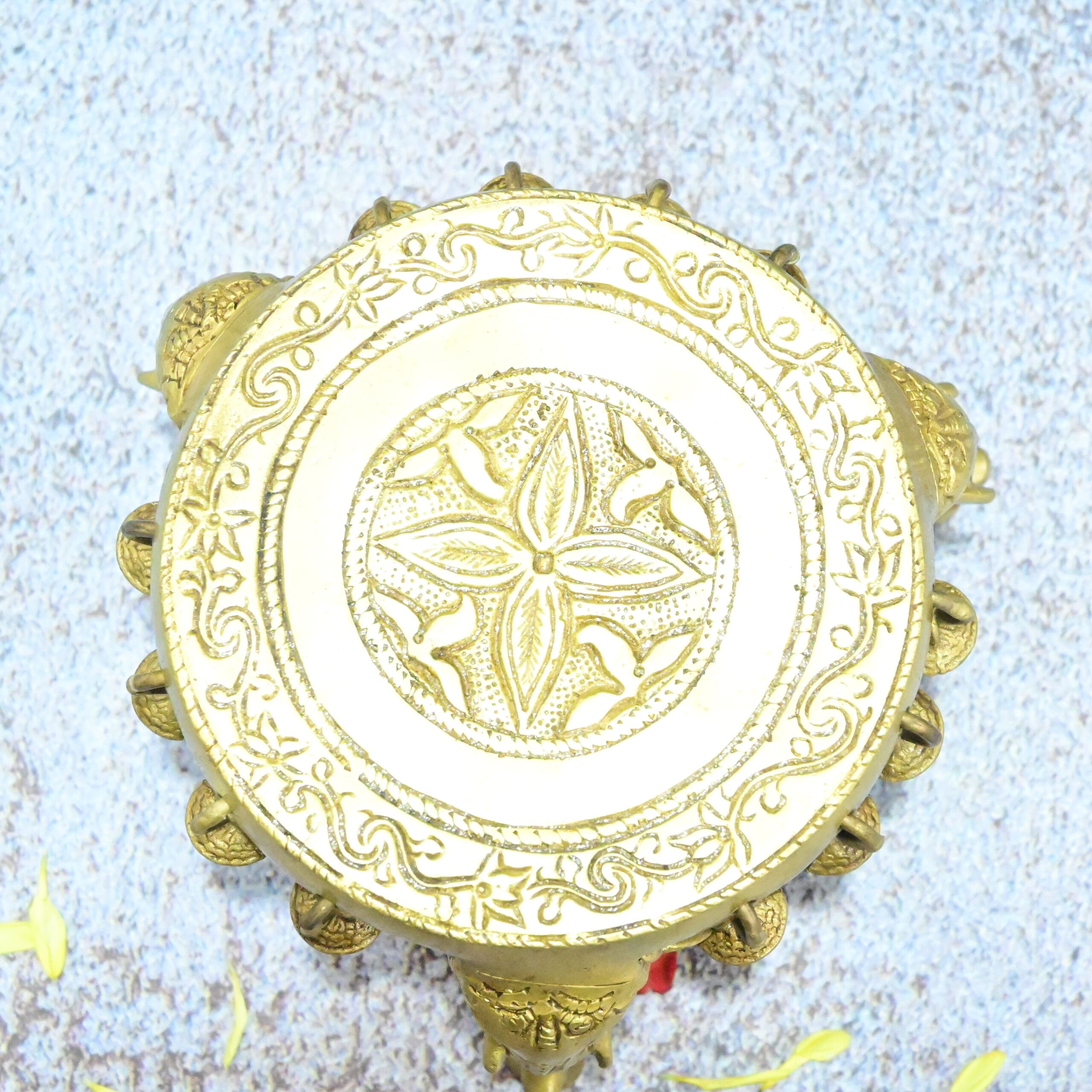 Chowki for puja brass small size (4 Inch) Brass chowki for idols pooja home decor