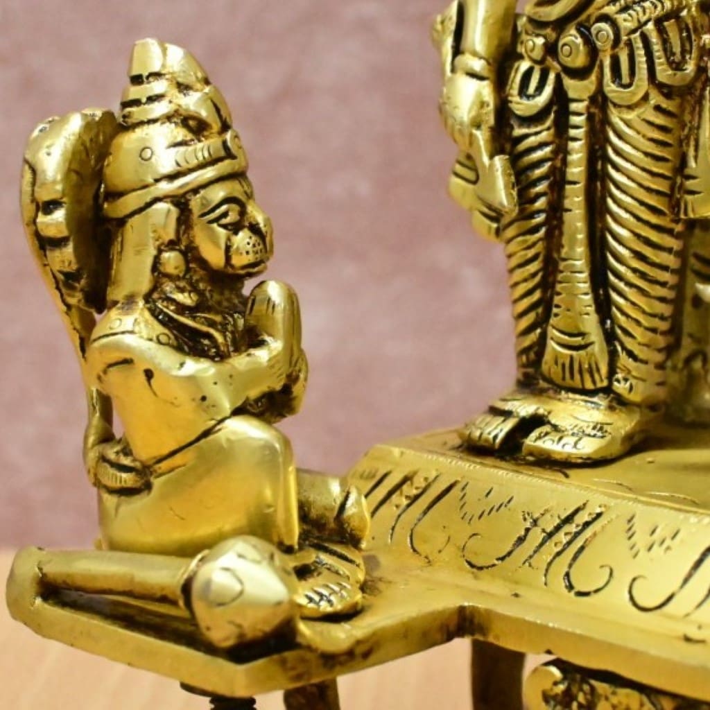 Brass Ram Darbar Murti Lord Ram Parivar Statue Brass Idol Set for Home Décor Puja Mandir
