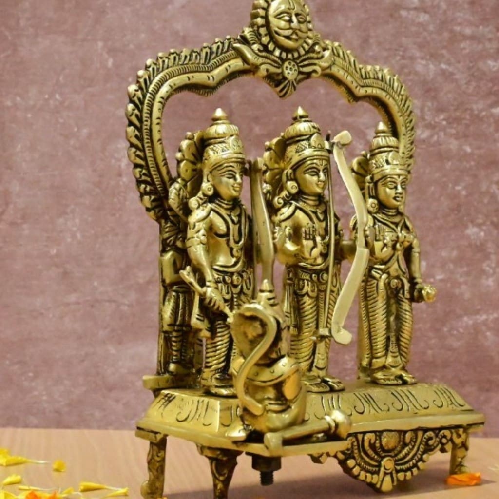 Brass Ram Darbar Murti Lord Ram Parivar Statue Brass Idol Set for Home Décor Puja Mandir