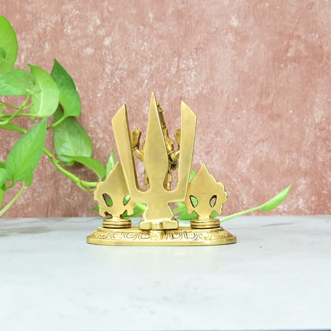 Brass Tirupati Balaji Idol stand with Sankha Chakra and Namah small size (780 Grams) Home Office Table Temple Decor and Pooja