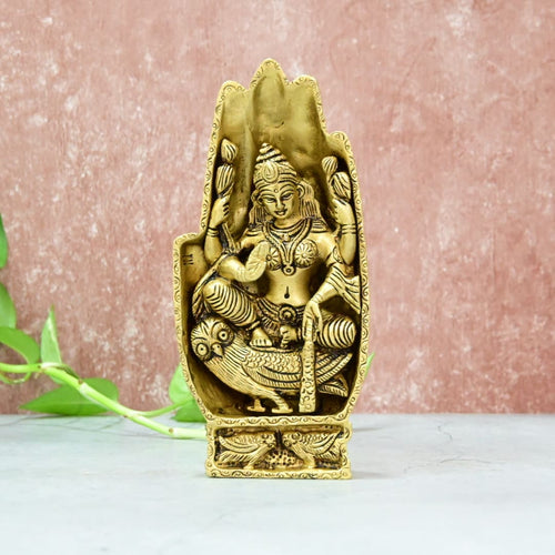 Goddess Lakshmi Brass Statue Idol in Hand Small Size Maa Laxmi Murti Unique Handcarfted collection Showpiece Home Décor