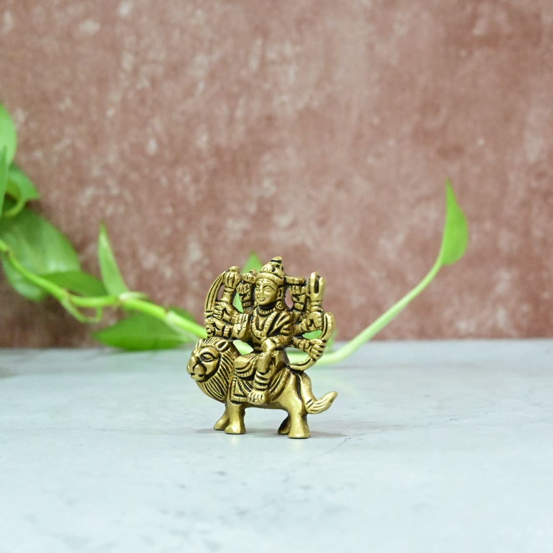 Brass Durga mata murti Small Size (2.5 Inch) Durga maa idol for pooja mandir room home decor puja statue