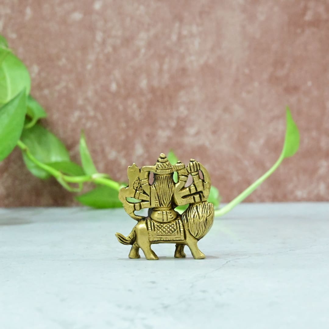 Brass Durga mata murti Small Size (2.5 Inch) Durga maa idol for pooja mandir room home decor puja statue