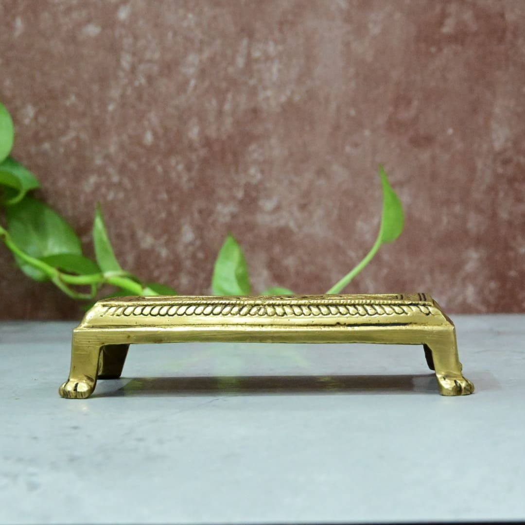 Chowki stool small size for God Idols set Brass Pooja Mandir (3 x 5.5) Statue Murti Home temple Puja room Decor Hall Living Room