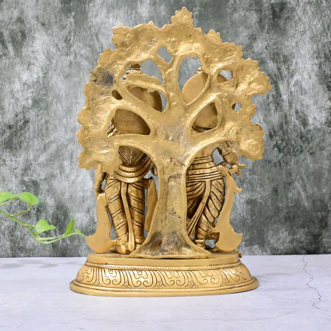 Brass radha krishna idol with tree big size (13 Inch, 7.7 kg) Radha krishna murti for gift home temple pooja