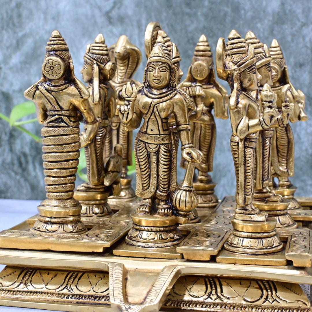 Navagraha brass idols set (6.6 Kg) Navagrah idols set made in brass with base