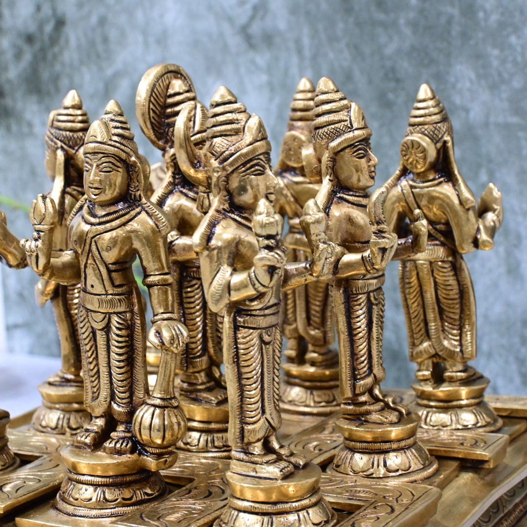 Navagraha brass idols set (6.6 Kg) Navagrah idols set made in brass with base