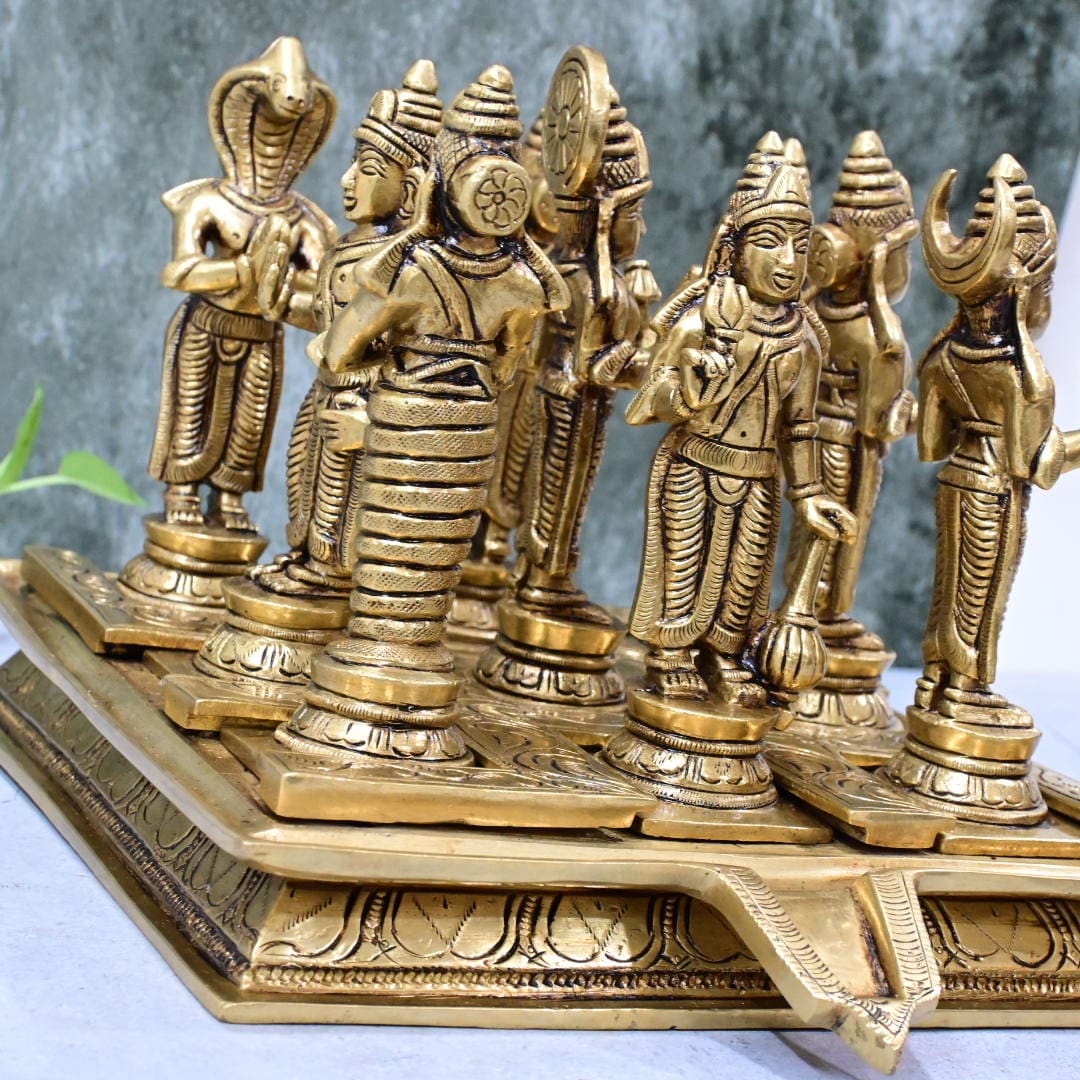 Navagraha brass idols set (6.6 Kg) Navagrah idols set made in brass with base