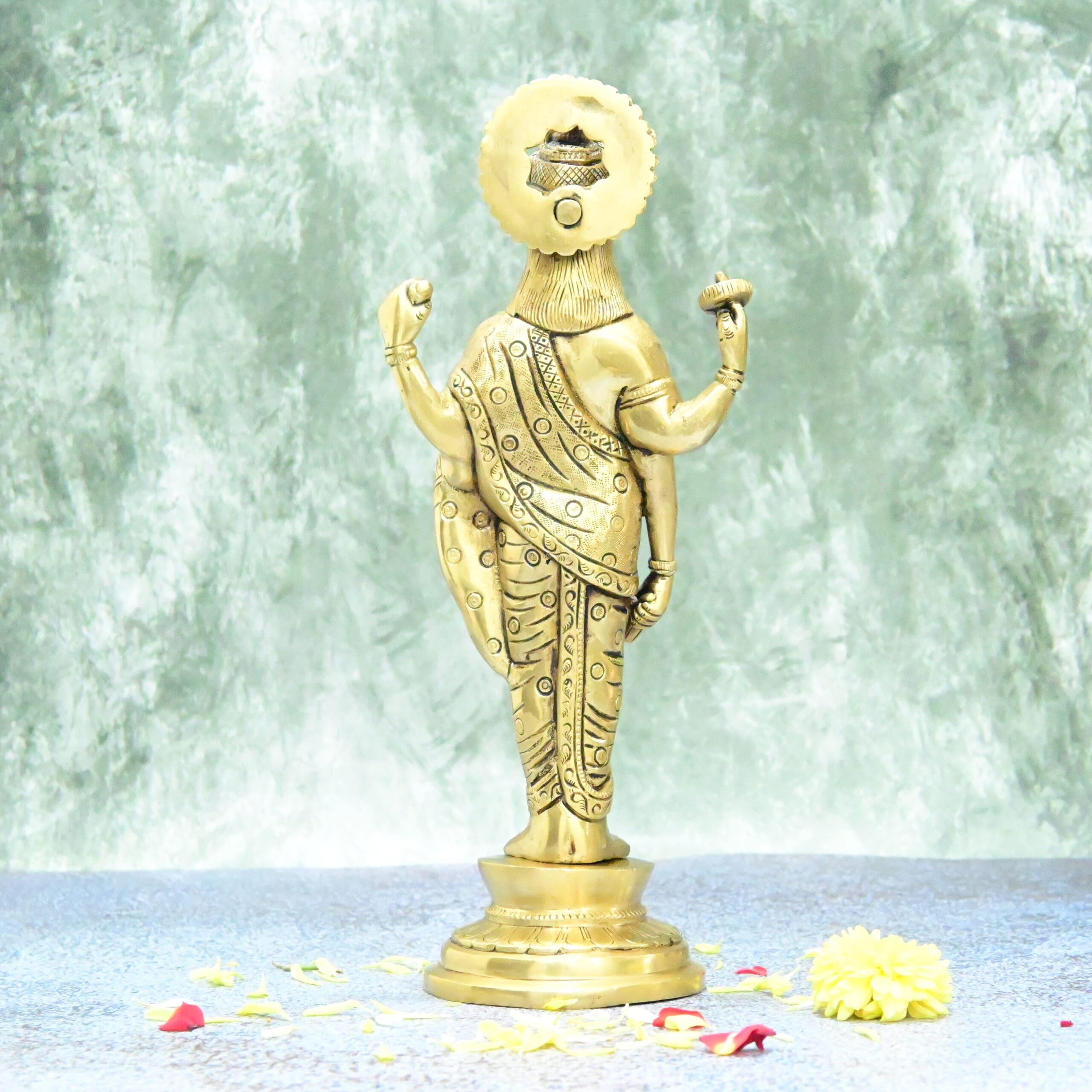 పూజ గృహాలంకరణ కోసం ధన్వంతరి మూర్తి ఇత్తడి పెద్ద పరిమాణం (12 అంగుళాలు) ఇత్తడి ధన్వంతరి విగ్రహం అకా. ధన్వంతరి