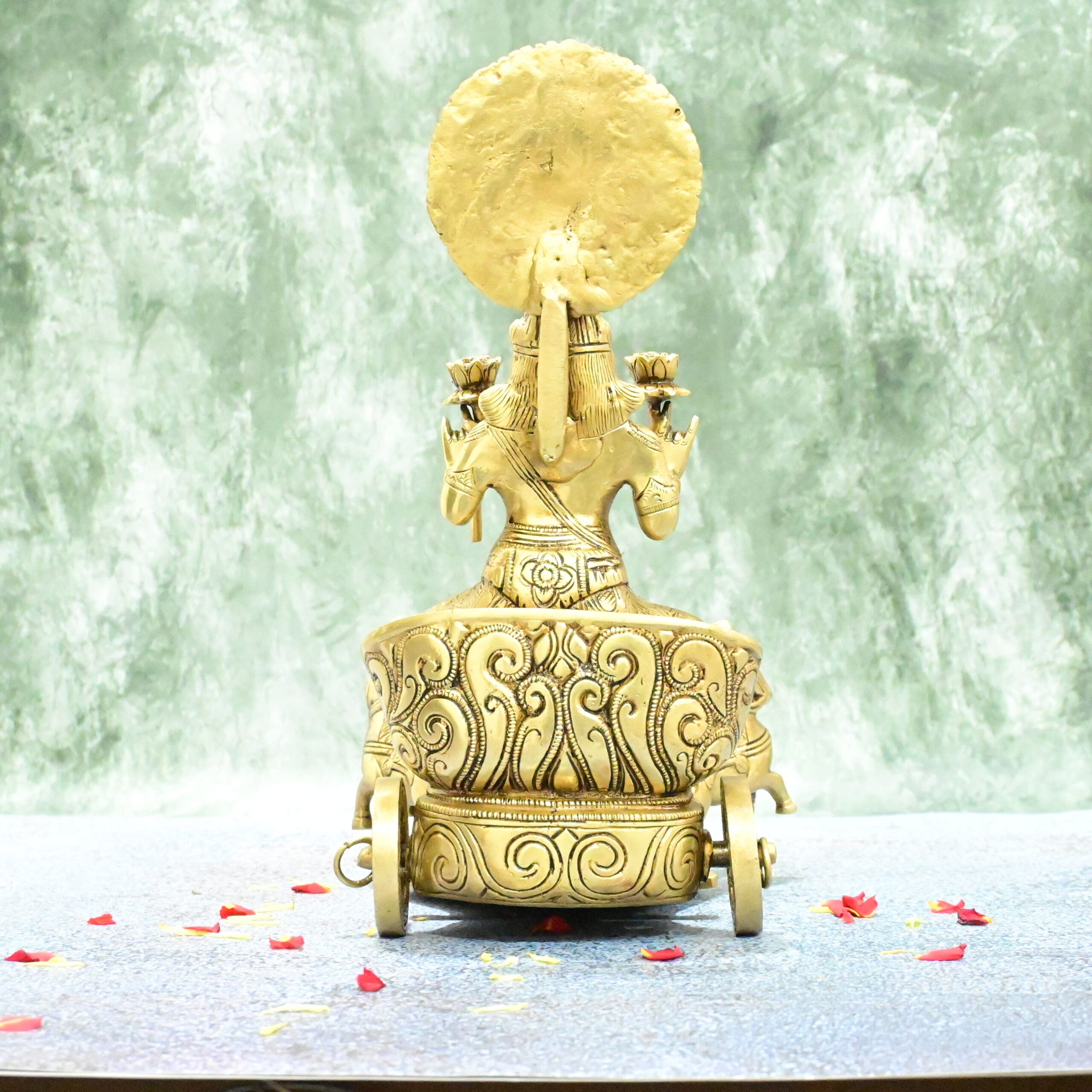 Surya Rath with horses brass big size (5.6 Kg) for Home decor (ratham) Brass Surya bhagwan with rath