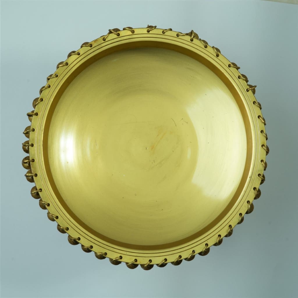 Urli stand for Home Decor Big Size (8.5 Kg) Brass Urli bowl with bells for living room