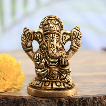 Brass ganpati idol for home decoration lord ganpati murti ganesh statue puja gift small size