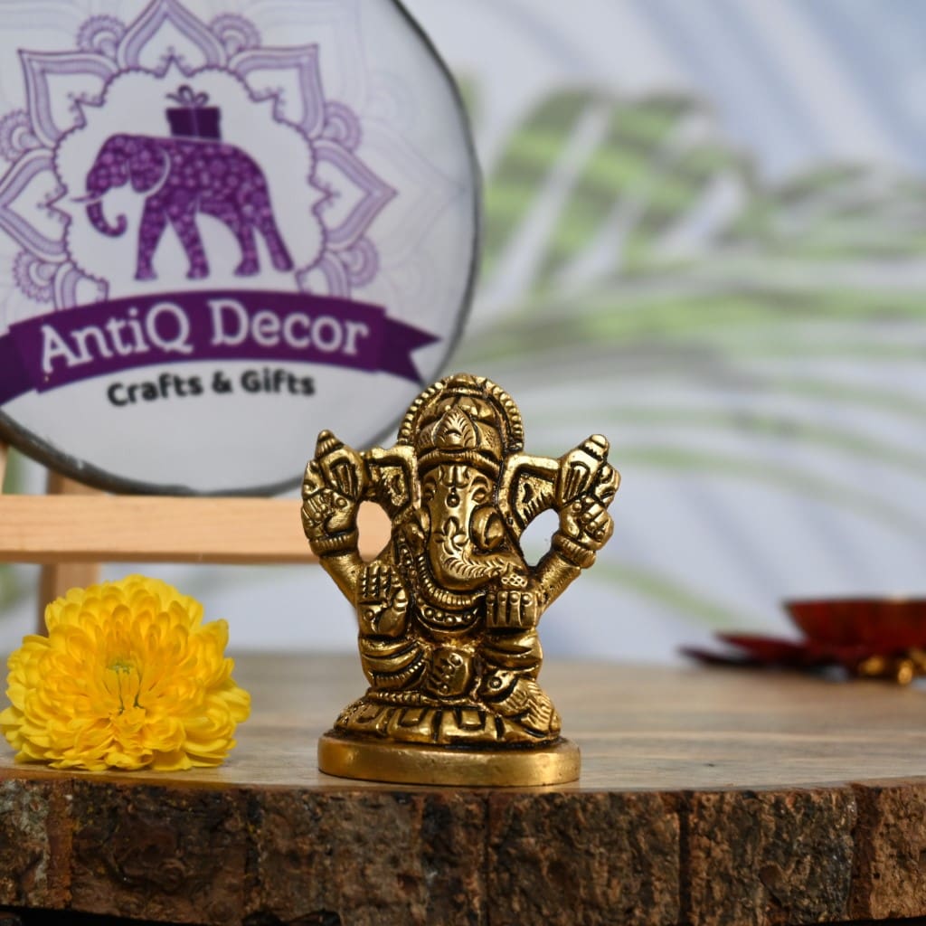 Brass ganpati idol for home decoration lord ganpati murti ganesh statue puja gift small size
