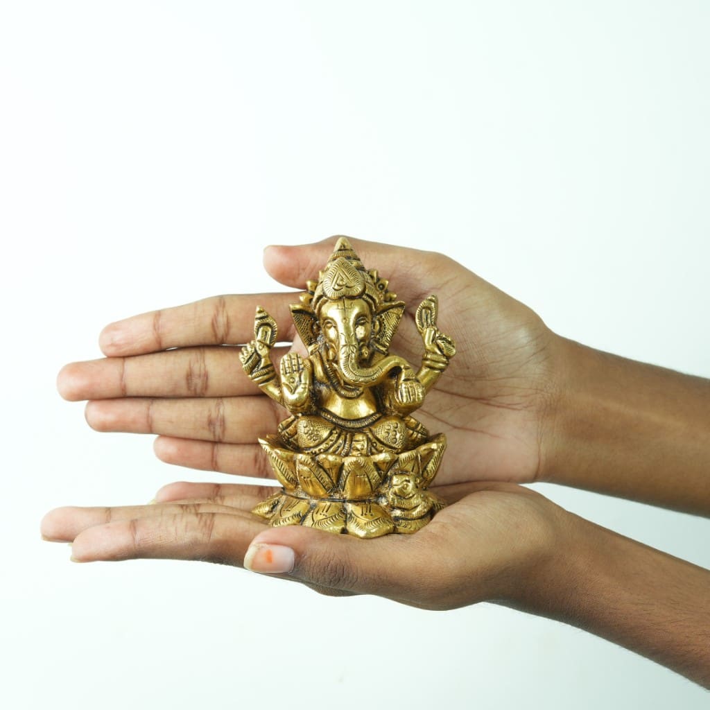 brass laxmi ganesh murti lakshmi ganesh idol brass set for home decor pooja statue  small