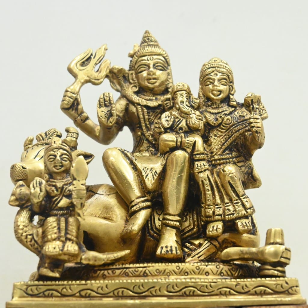 Brass shiva parvati family idol brass shiv parivar murti for home temple puja stautue set big size