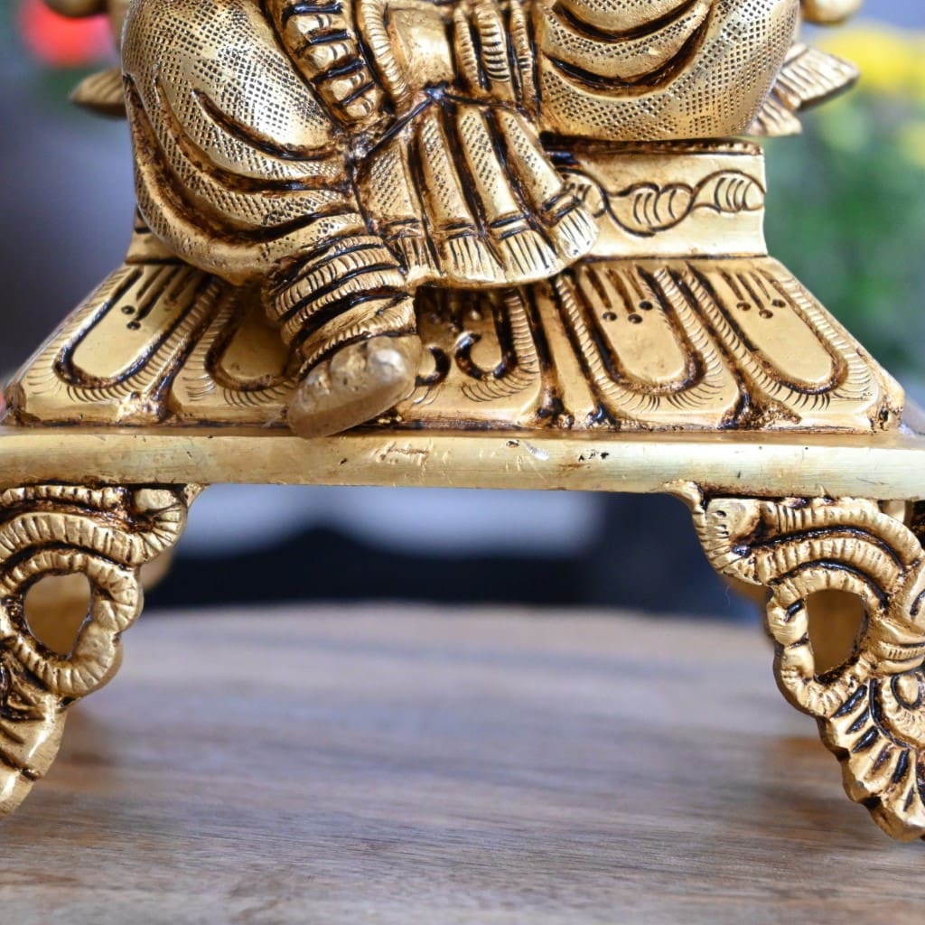 Saraswati idol Murti brass home decor goddess (9.5 Inch, 2.1 Kg)