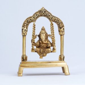 Brass Ganesh on Swing (Jhula) small size Swing ganesha brass statue showpiece for home decor