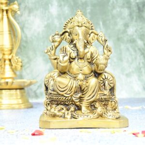 Ganesh idol for home big size (6 Inch) Brass ganesha Idol home decor pooja room