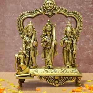 Brass Ram Darbar Murti Lord Ram Parivar Statue Brass Idol Set for Home Décor Puja Mandir