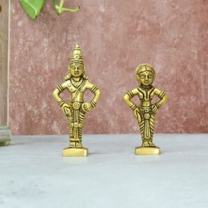 Brass Vitthal Rukmini Idol Pair Set Small Size (5") Pandharpur Lord Vitthal Rukmini Statue Murti daily Puja room Home Decor