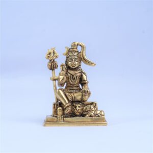 Lord Shiva Idol small for desk (4 Inch, 600 Grams) Brass Shiva god Statue for pooja room