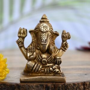 Dagdusheth ganpati murti for home brass ganesh idol for car dashboard pooja small size statue